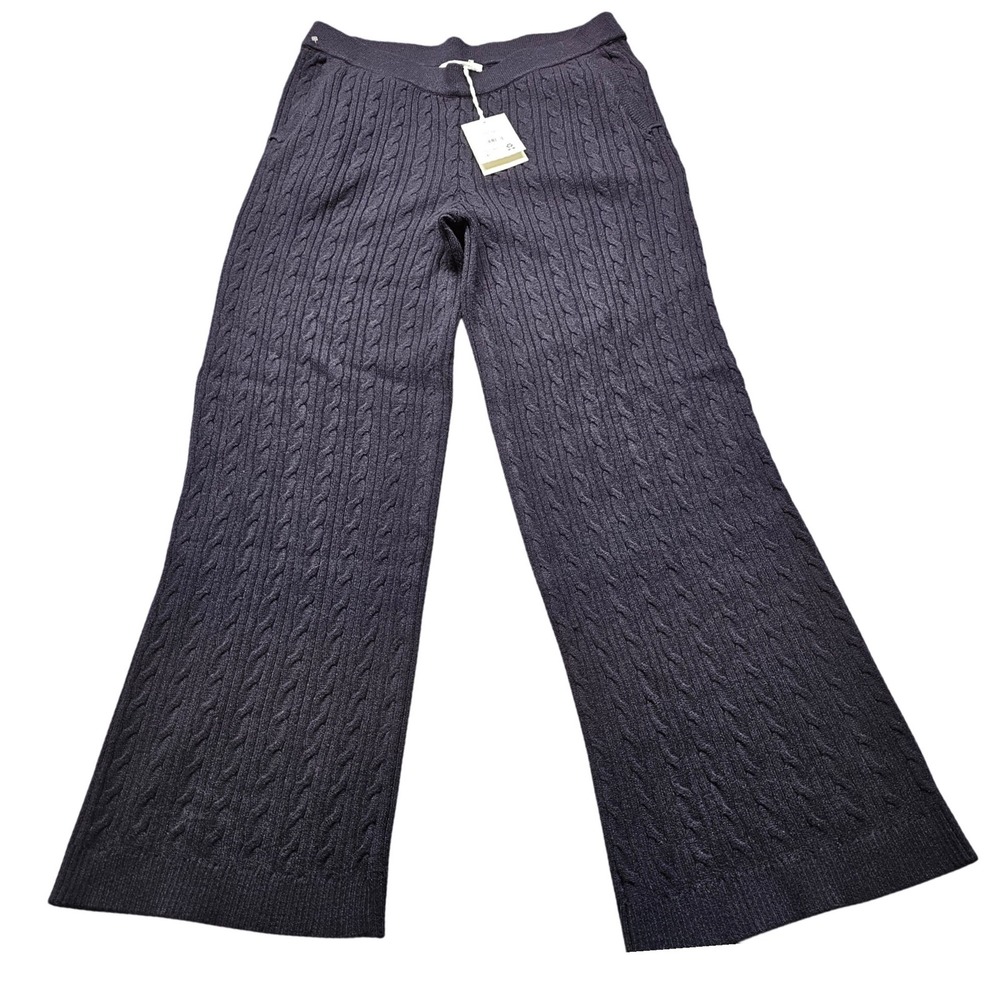 Free Assembly Cable Knit Sweater Pants Womens L Purple Wide Leg Trouser New